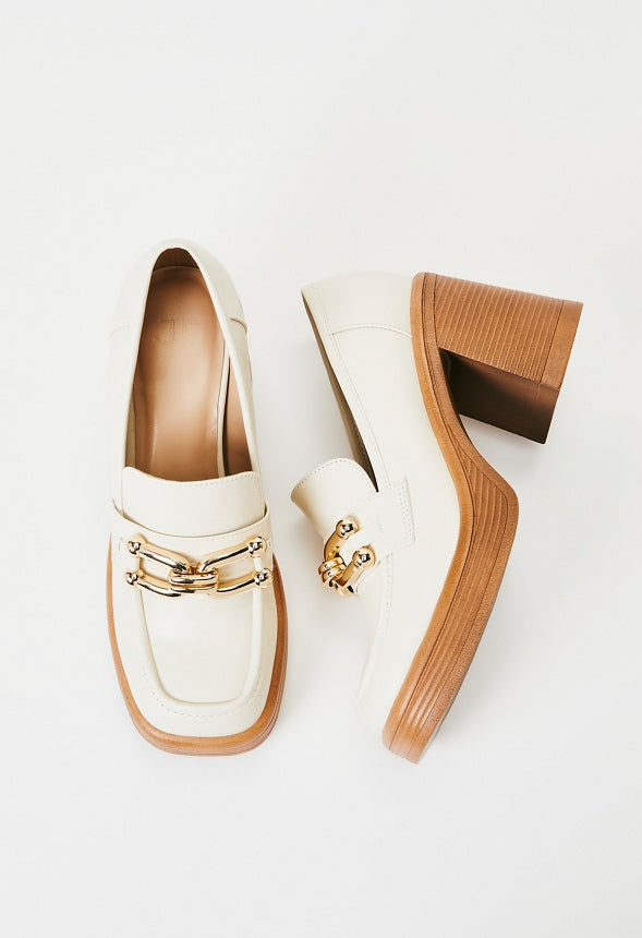 Daria Block Heeled Loafer Pump Birch