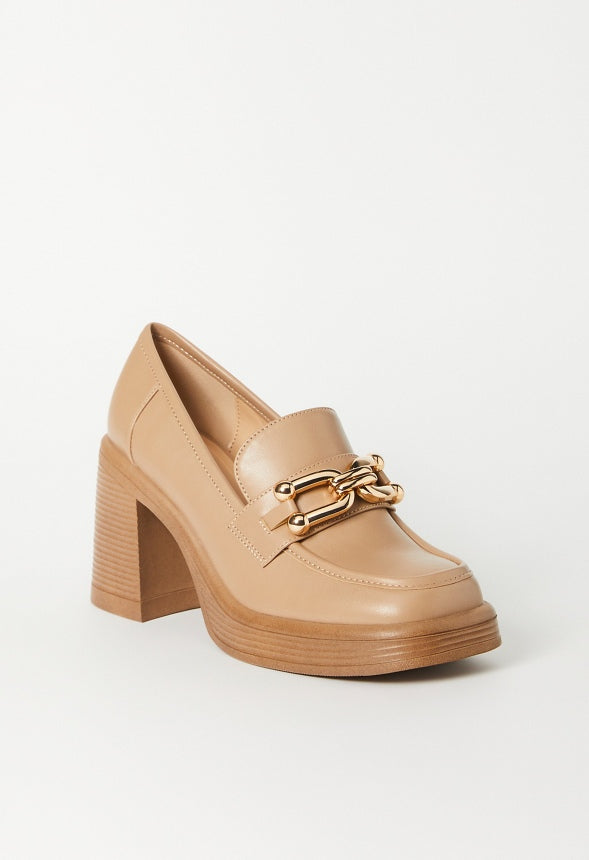 Daria Block Heeled Loafer Pump Portabella