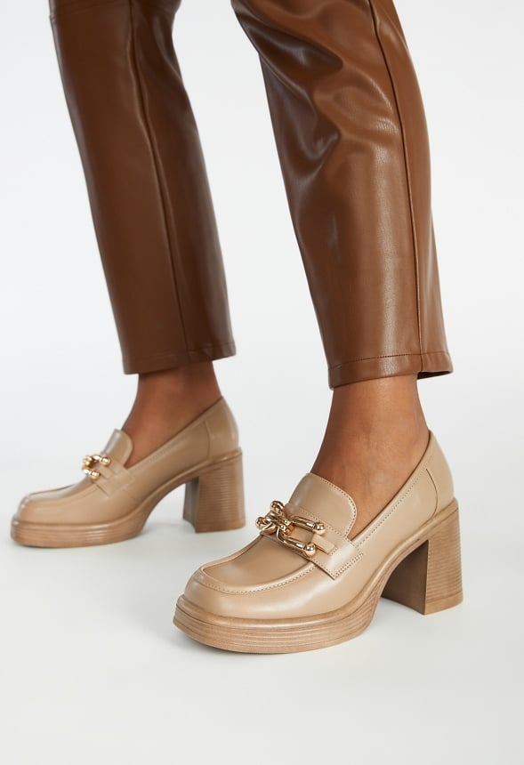 Daria Block Heeled Loafer Pump Portabella