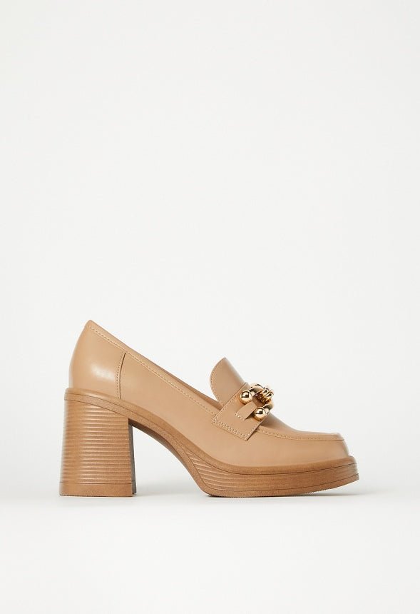 Daria Block Heeled Loafer Pump Portabella