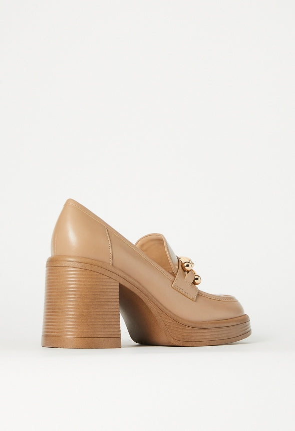 Daria Block Heeled Loafer Pump Portabella