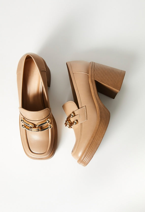 Daria Block Heeled Loafer Pump Portabella