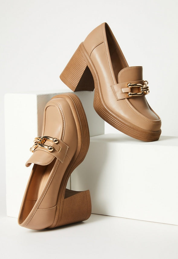 Daria Block Heeled Loafer Pump Portabella