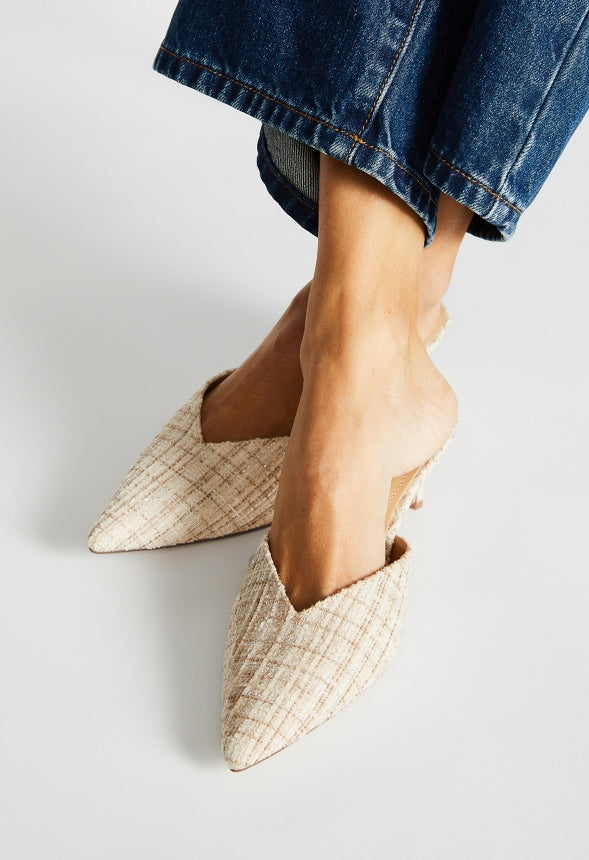 Iva Pointed Toe Mule Natural Multi