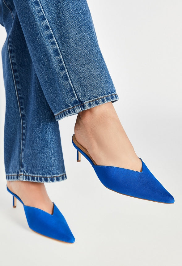 Iva Pointed Toe Mule Lapis Blue