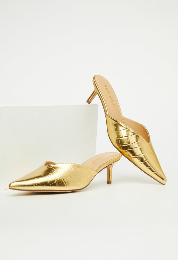 Iva Pointed Toe Mule Gold