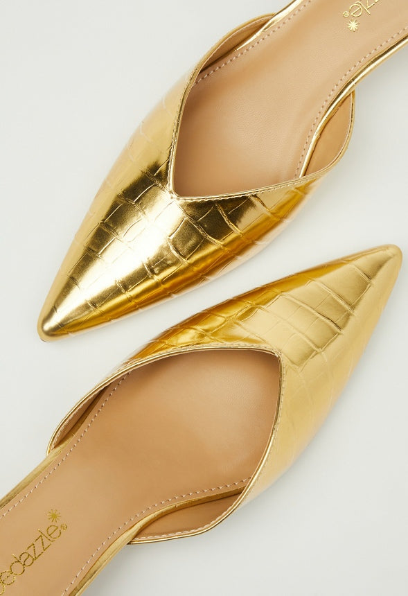 Iva Pointed Toe Mule Gold