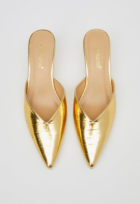 Iva Pointed Toe Mule Gold