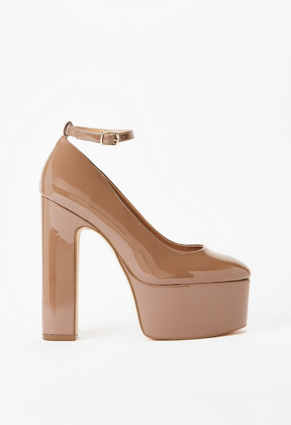 Eve Platform Ankle Strap Pump Portabella