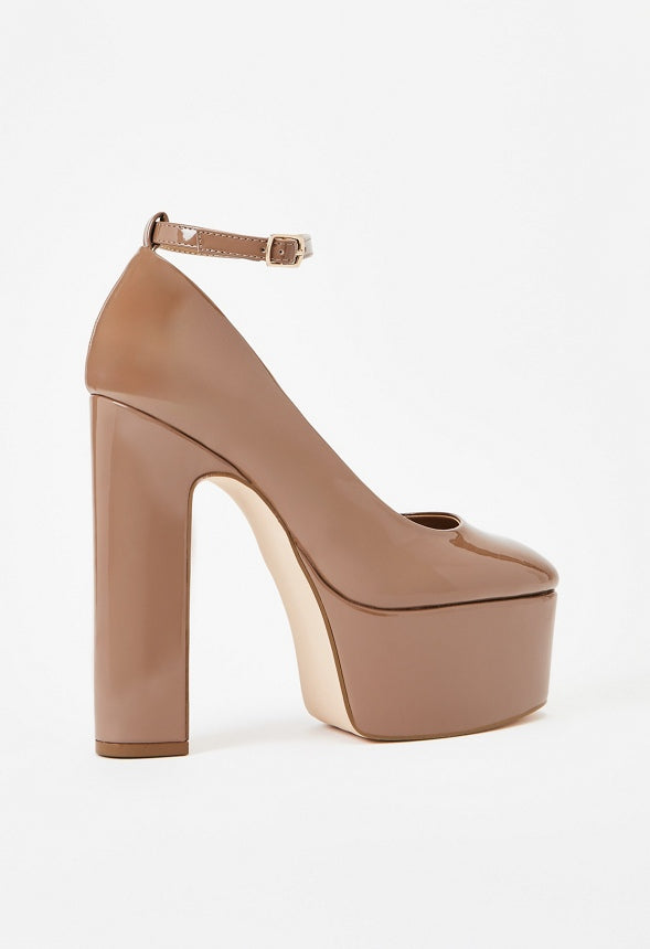 Eve Platform Ankle Strap Pump Portabella