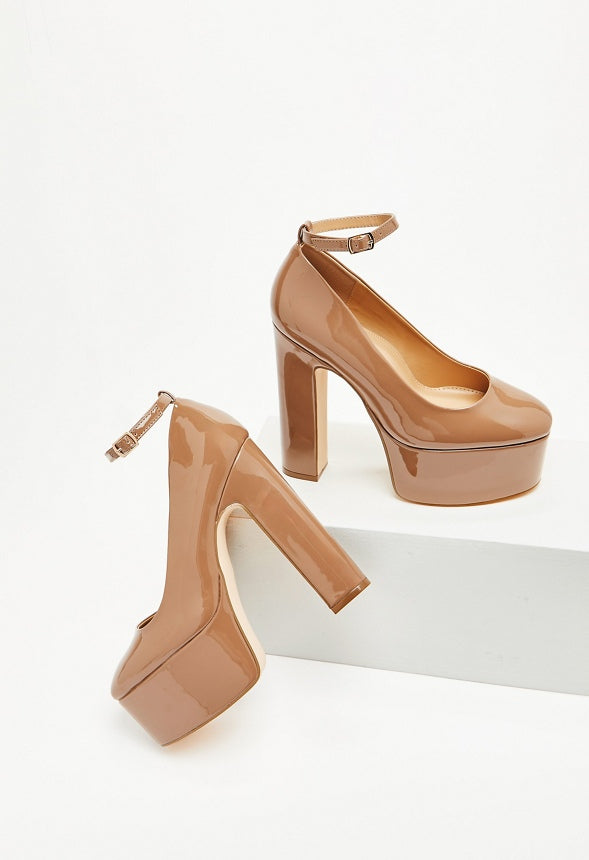 Eve Platform Ankle Strap Pump Portabella
