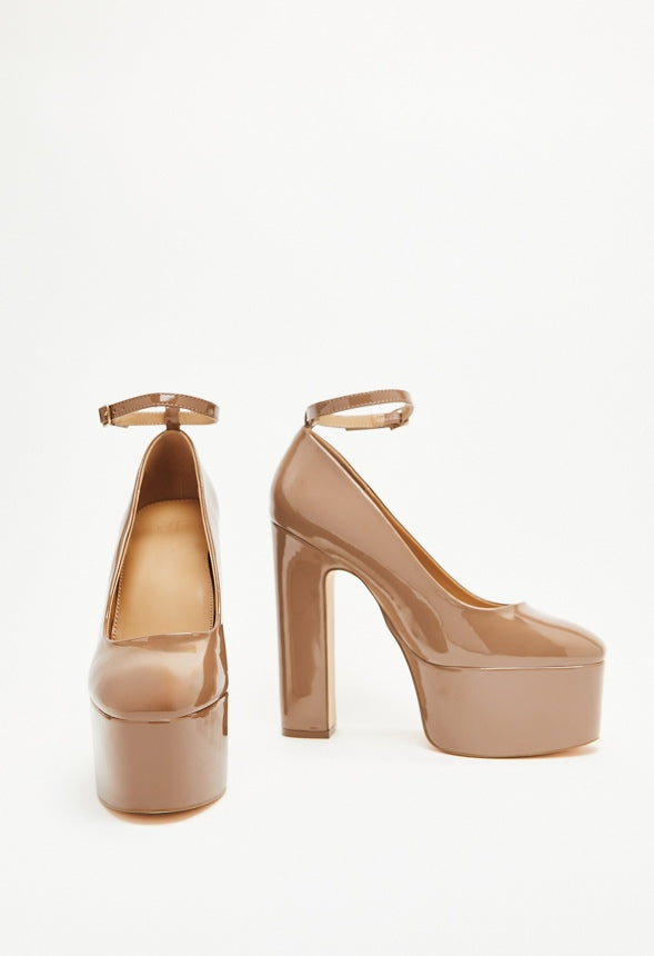 Eve Platform Ankle Strap Pump Portabella