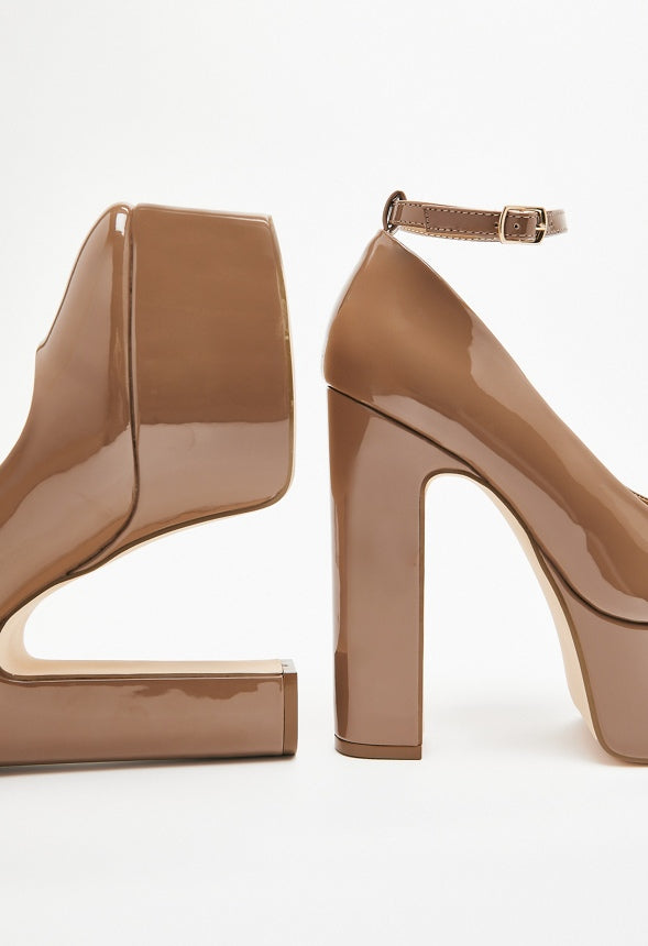 Eve Platform Ankle Strap Pump Portabella