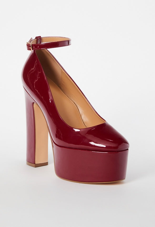 Eve Platform Ankle Strap Pump Biking Red