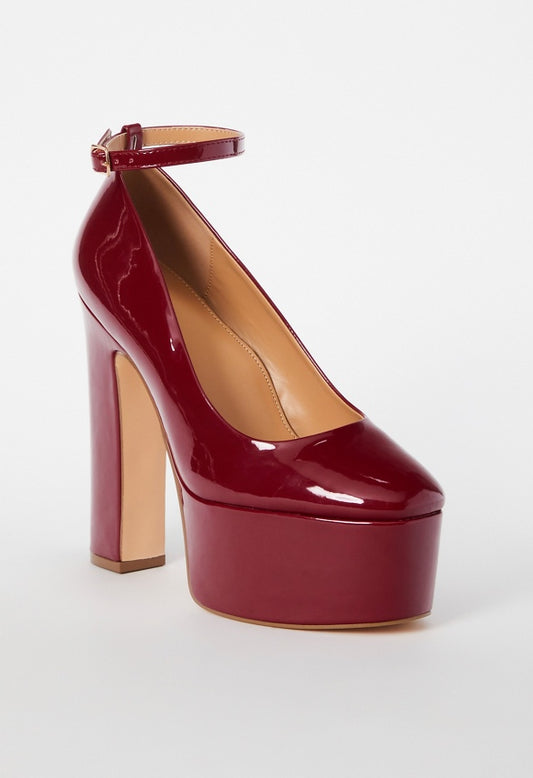 Eve Platform Ankle Strap Pump Biking Red