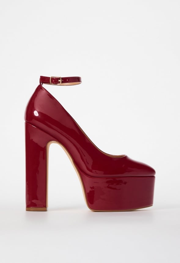 Eve Platform Ankle Strap Pump Biking Red