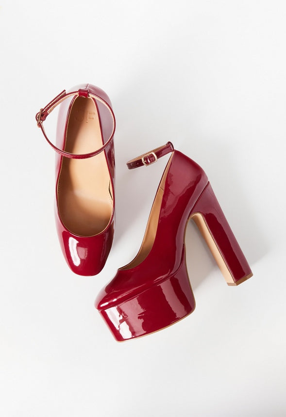 Eve Platform Ankle Strap Pump Biking Red