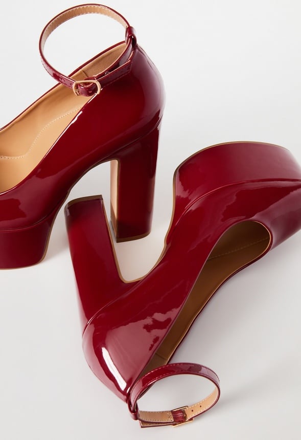 Eve Platform Ankle Strap Pump Biking Red
