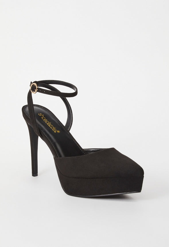 Yasmyn Ankle Strap Pump Black Caviar