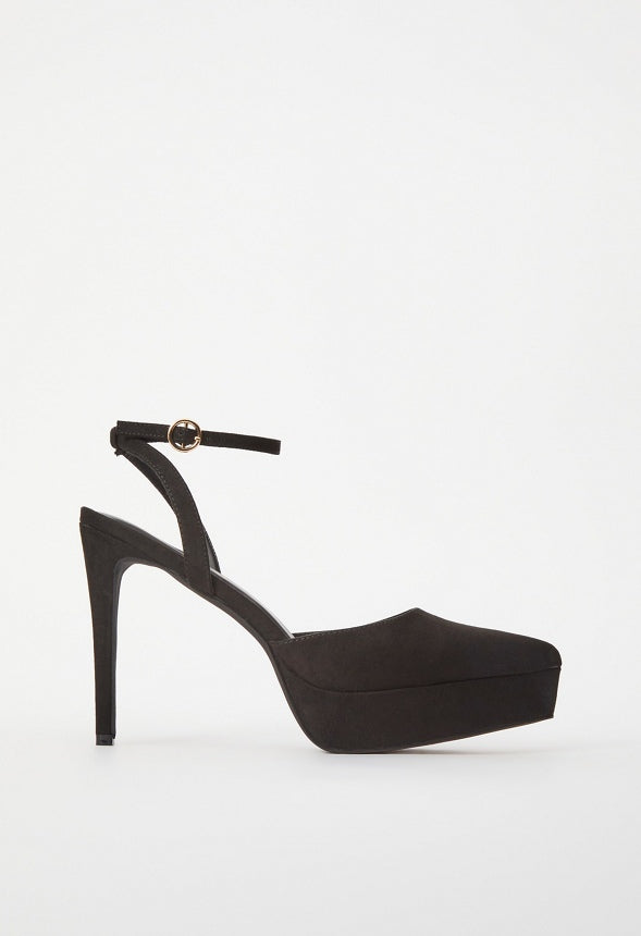 Yasmyn Ankle Strap Pump Black Caviar