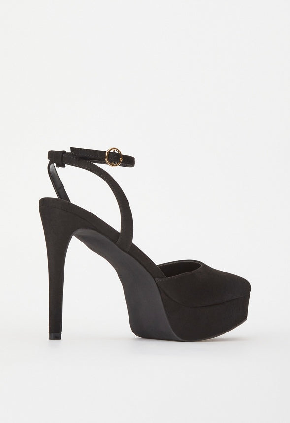 Yasmyn Ankle Strap Pump Black Caviar