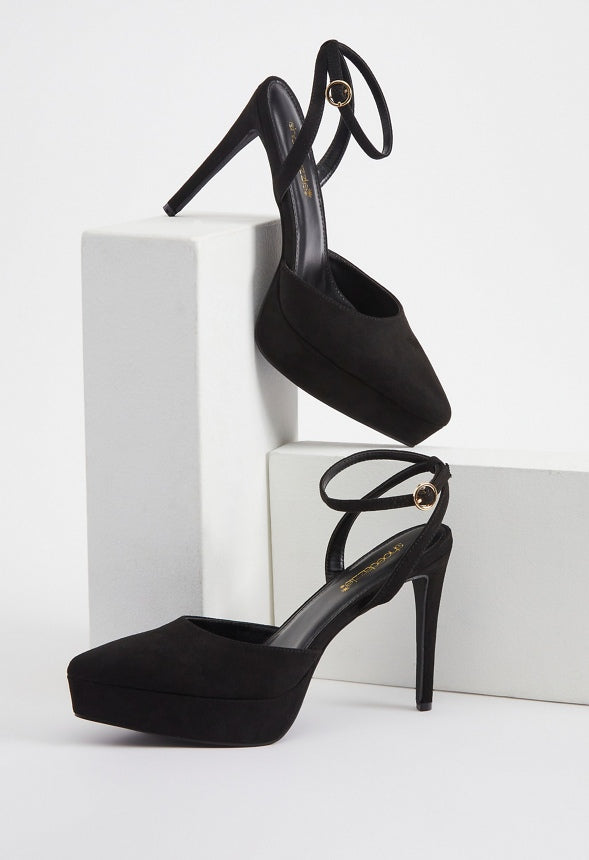 Yasmyn Ankle Strap Pump Black Caviar