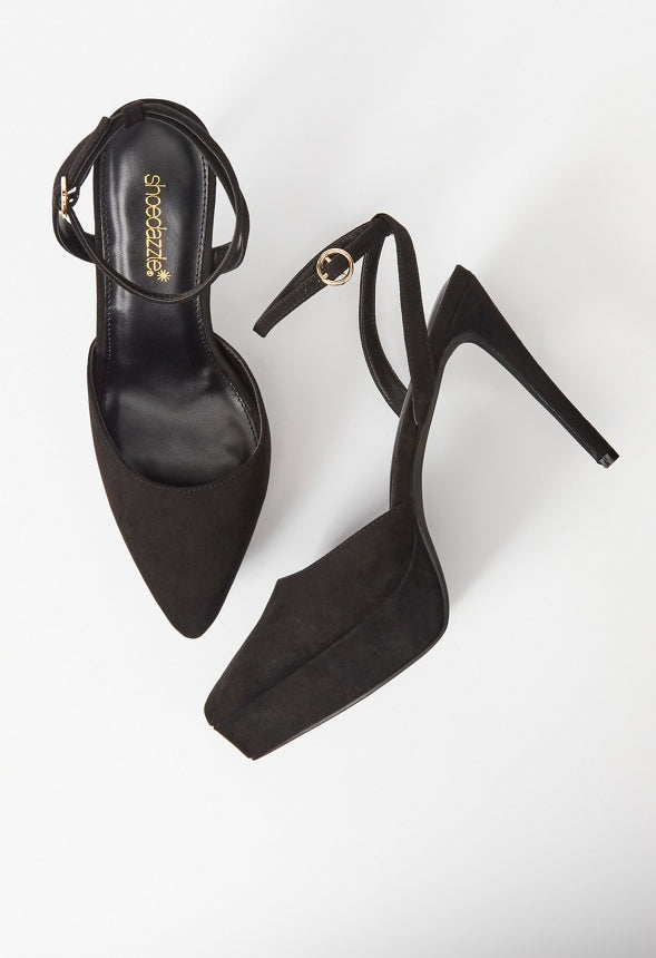 Yasmyn Ankle Strap Pump Black Caviar