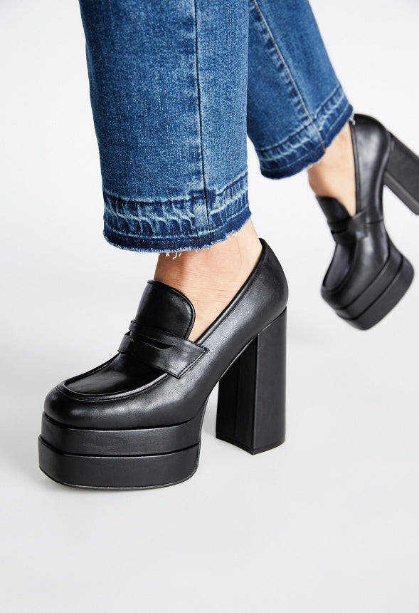 Margaux Platform Loafer Pump Black Caviar