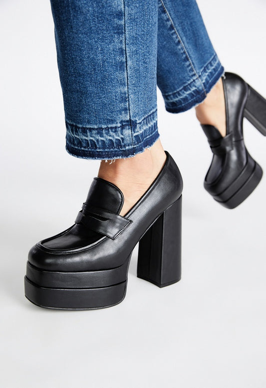 Margaux Platform Loafer Pump Black Caviar