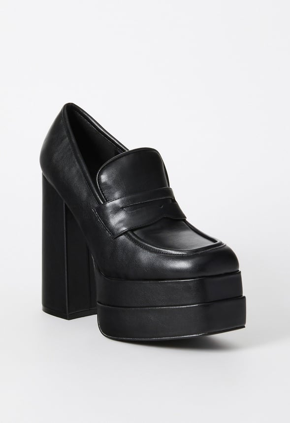 Margaux Platform Loafer Pump Black Caviar