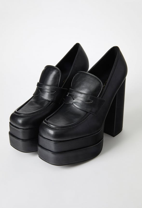 Margaux Platform Loafer Pump Black Caviar