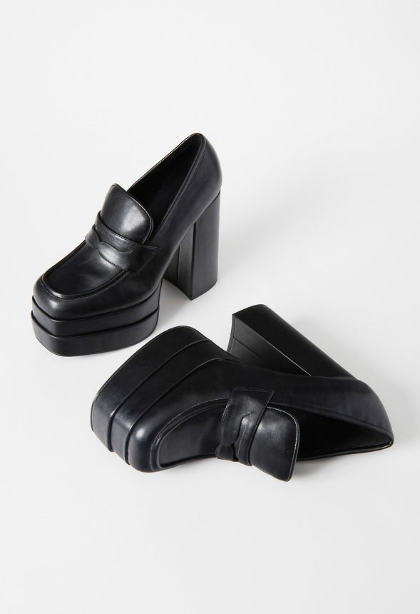 Margaux Platform Loafer Pump Black Caviar