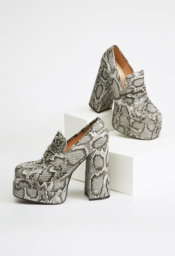 Margaux Platform Loafer Pump Black/White