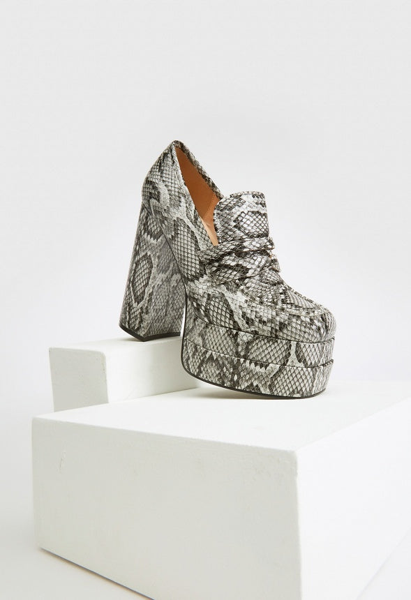 Margaux Platform Loafer Pump Black/White