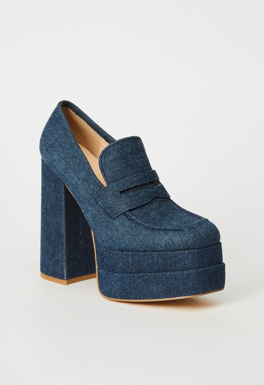 Margaux Platform Loafer Pump Dark Denim