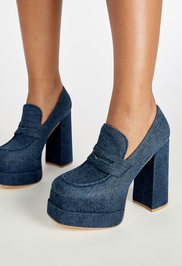 Margaux Platform Loafer Pump Dark Denim