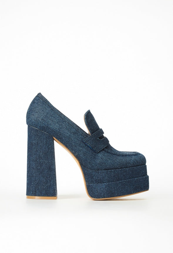 Margaux Platform Loafer Pump Dark Denim