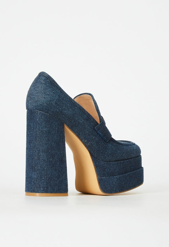 Margaux Platform Loafer Pump Dark Denim