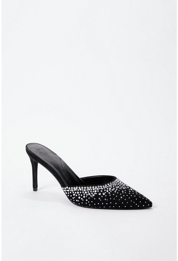 Enya Pointed Toe Pump Black/Silver Stones