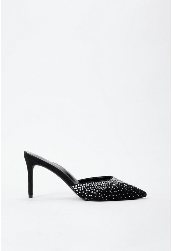 Enya Pointed Toe Pump Black/Silver Stones