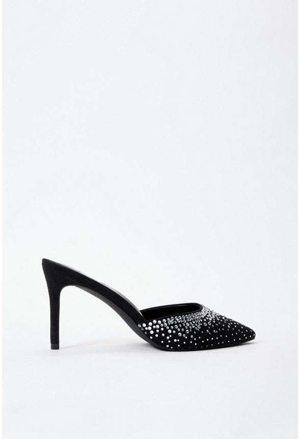 Enya Pointed Toe Pump Black/Silver Stones