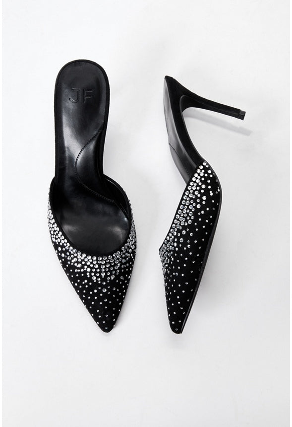 Enya Pointed Toe Pump Black/Silver Stones