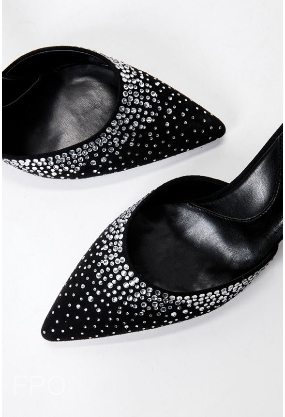 Enya Pointed Toe Pump Black/Silver Stones