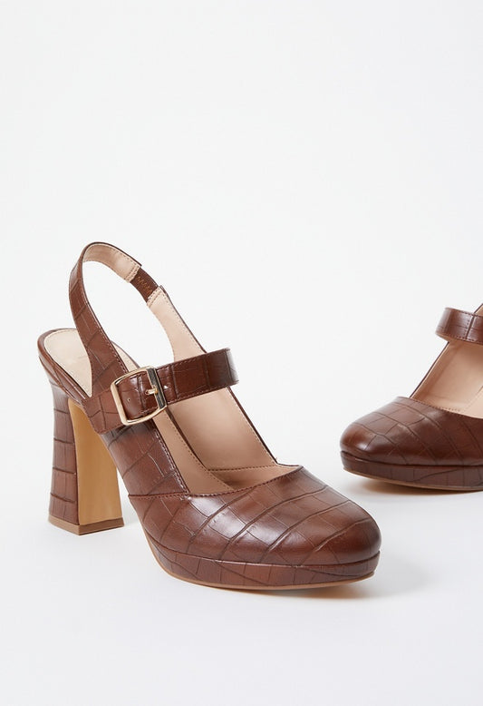 Penny Mary Jane Pump Leather Brown