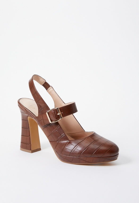 Penny Mary Jane Pump Leather Brown