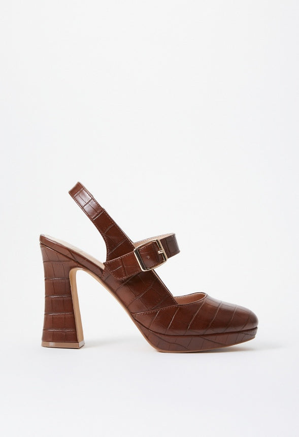 Penny Mary Jane Pump Leather Brown