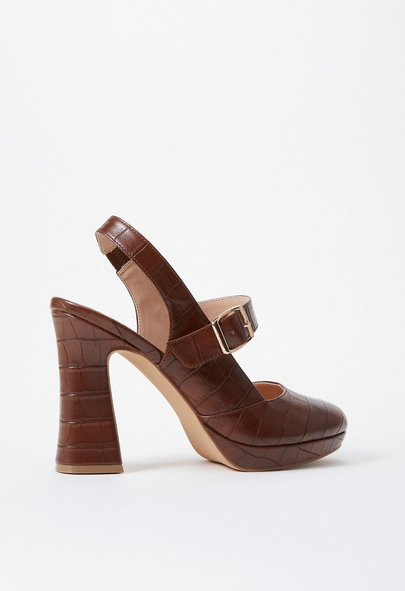 Penny Mary Jane Pump Leather Brown