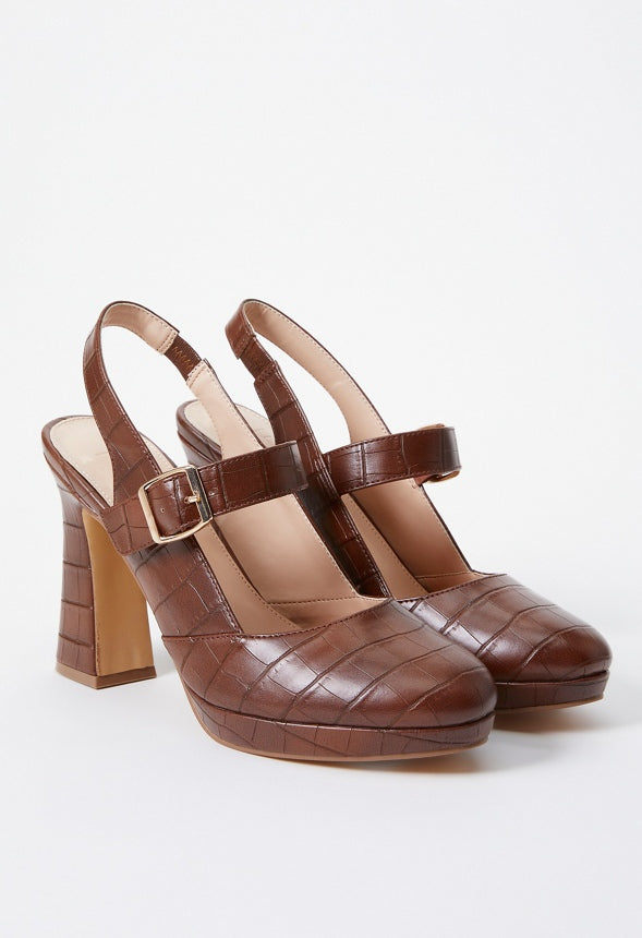 Penny Mary Jane Pump Leather Brown