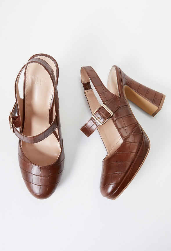 Penny Mary Jane Pump Leather Brown