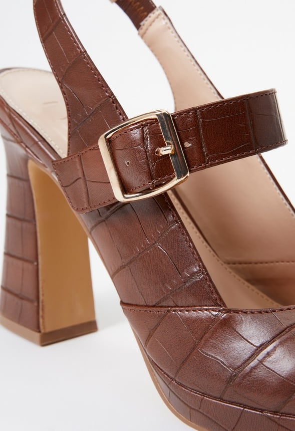 Penny Mary Jane Pump Leather Brown